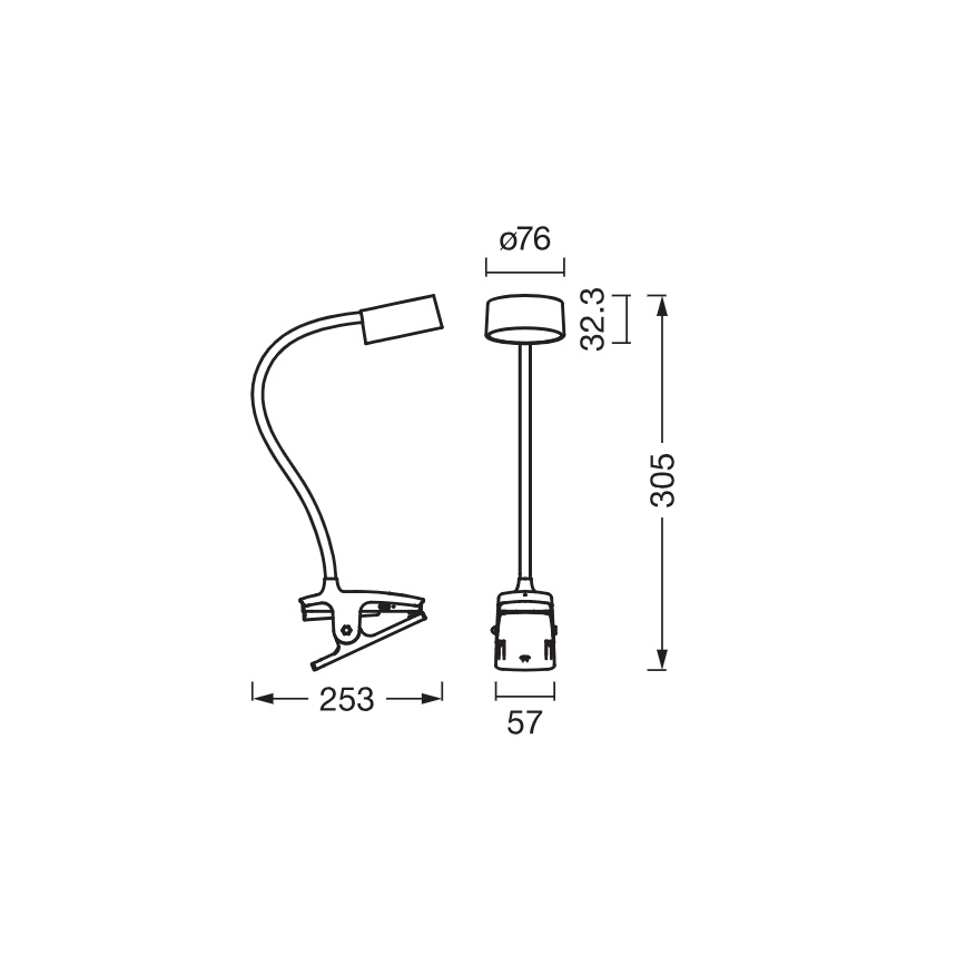 Osram - LED Stmívatelná stolní lampa s klipem OFFICE LINE LED/4,8W/230V 3000/4000/6500K černá