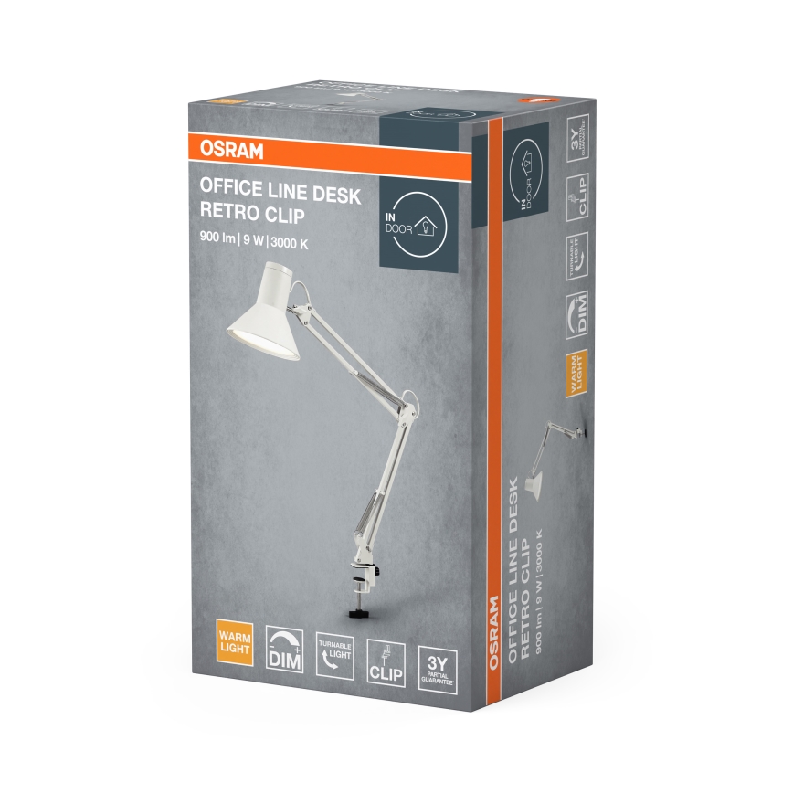 Osram - LED Stmívatelná stolní lampa s klipem OFFICE LINE LED/9W/230V 3000K bílá