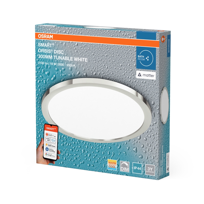 Osram - LED Stmívatelné koupelnové stropní svítidlo SMART+ DISC LED/18W/230V 3000-6500K IP44 Wi-Fi