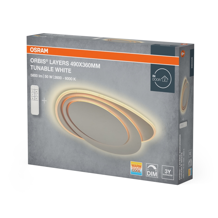 Osram - LED Stmívatelné stropní svítidlo ORBIS LAYERS LED/50W/230V 2600-6000K 36x49 cm bílá + dálkové ovládání