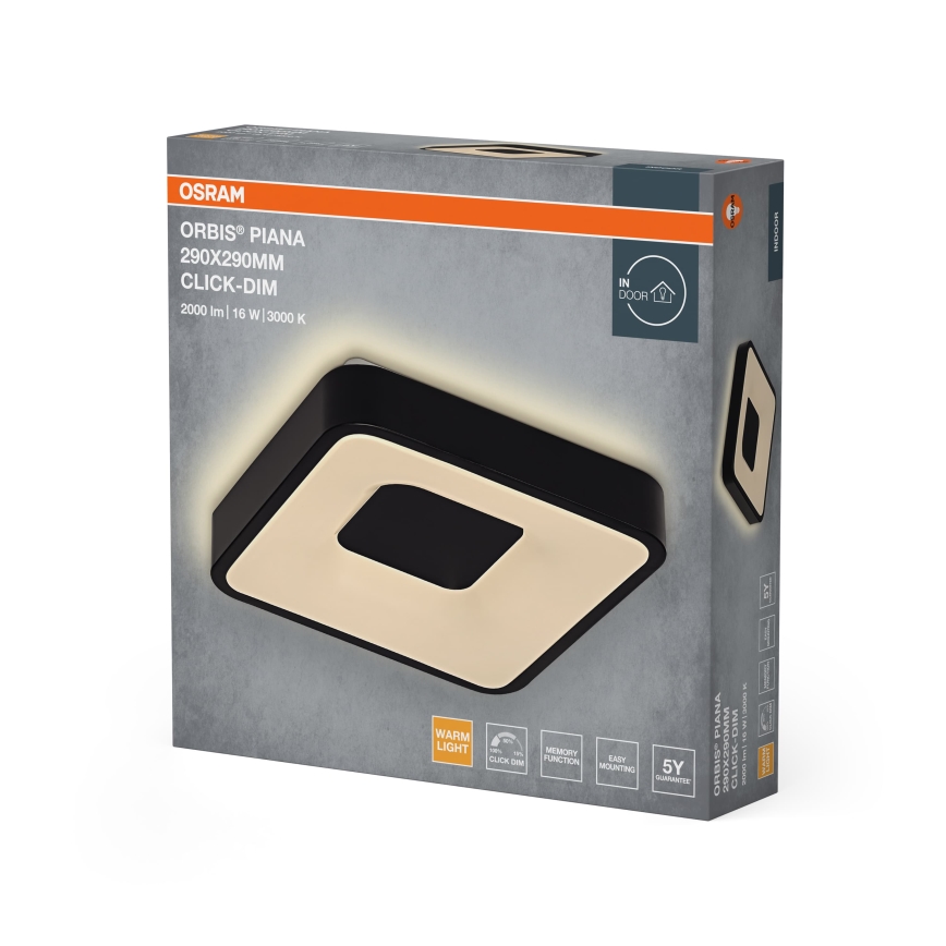 Osram - LED Stmívatelné stropní svítidlo ORBIS PIANA LED/16W/230V 29x29 cm černá