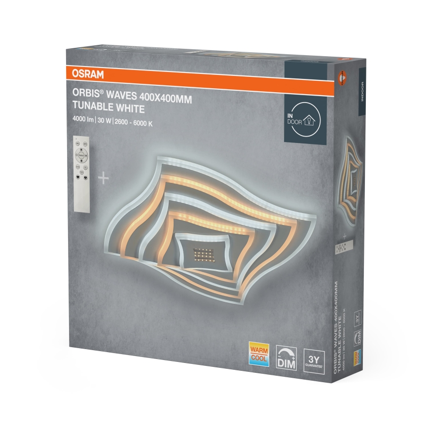 Osram - LED Stmívatelné stropní svítidlo ORBIS WAVES LED/30W/230V 2600-6000K 40x40 cm bílá + dálkové ovládání
