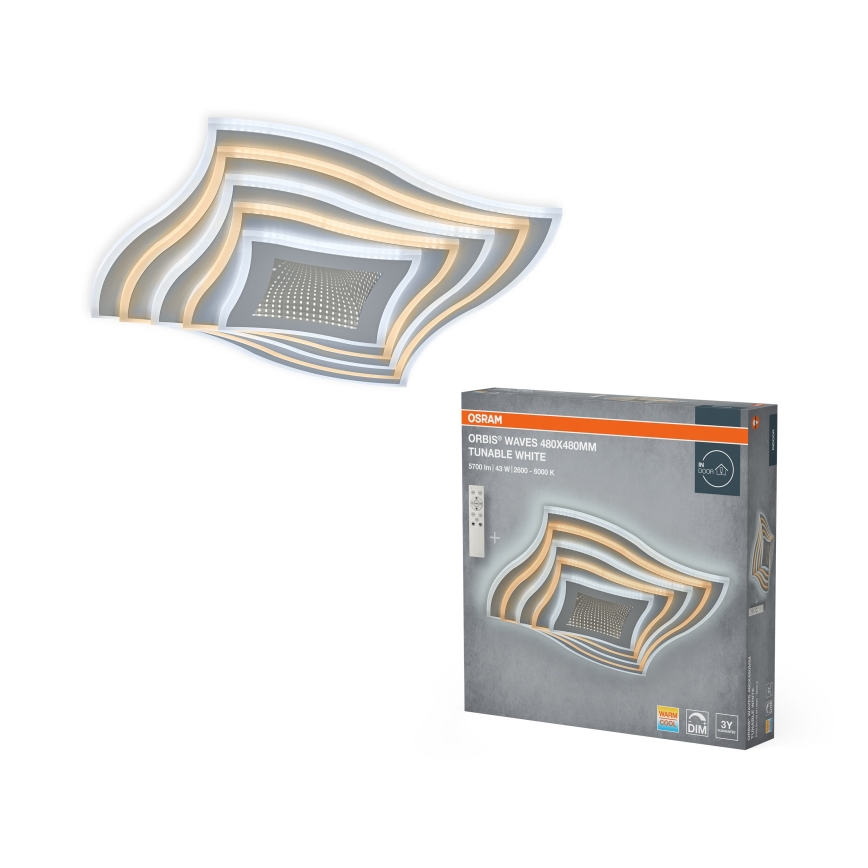 Osram - LED Stmívatelné stropní svítidlo ORBIS WAVES LED/43W/230V 2600-6000K 48x48 cm bílá + dálkové ovládání