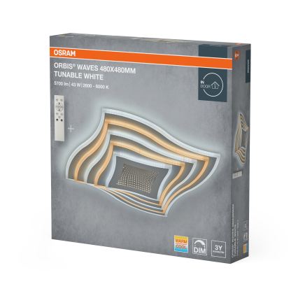 Osram - LED Stmívatelné stropní svítidlo ORBIS WAVES LED/43W/230V 2600-6000K 48x48 cm bílá + dálkové ovládání