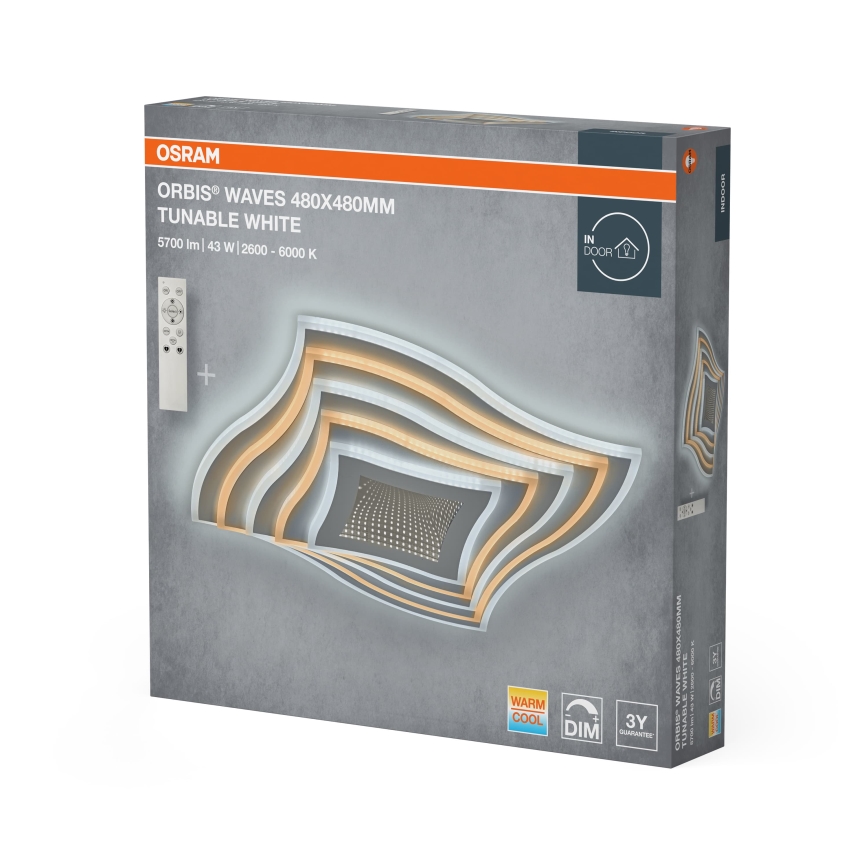 Osram - LED Stmívatelné stropní svítidlo ORBIS WAVES LED/43W/230V 2600-6000K 48x48 cm bílá + dálkové ovládání
