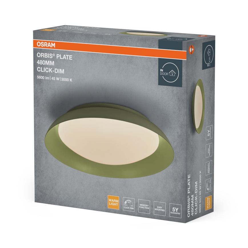 Osram - LED Stmívatelné stropní svítidlo PLATE LED/45W/230V pr. 48 cm zelená