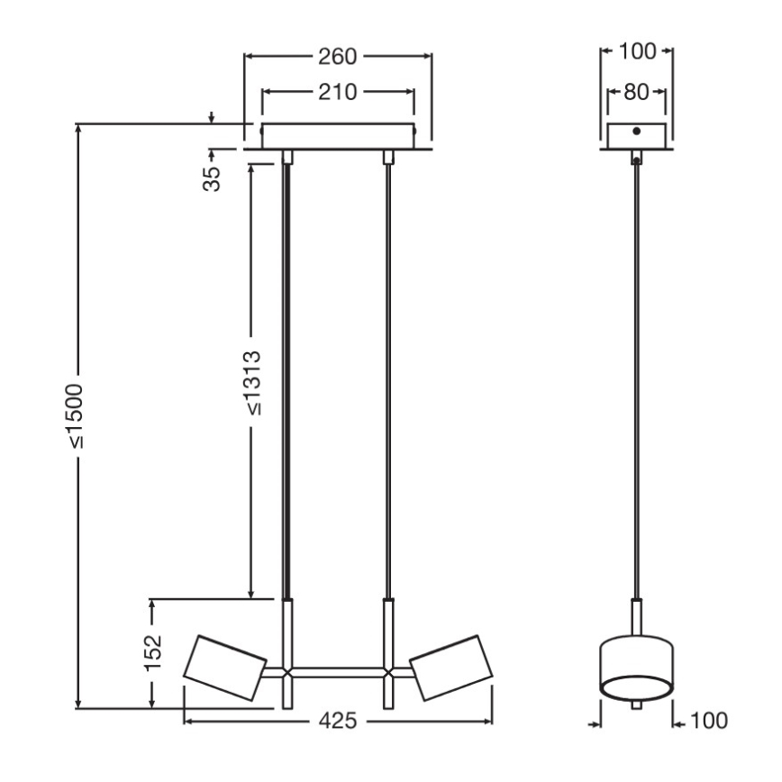 Osram - LED Stmívatelný lustr na lanku DECOR KYOTO 2xLED/10W/230V CRI 90 černá