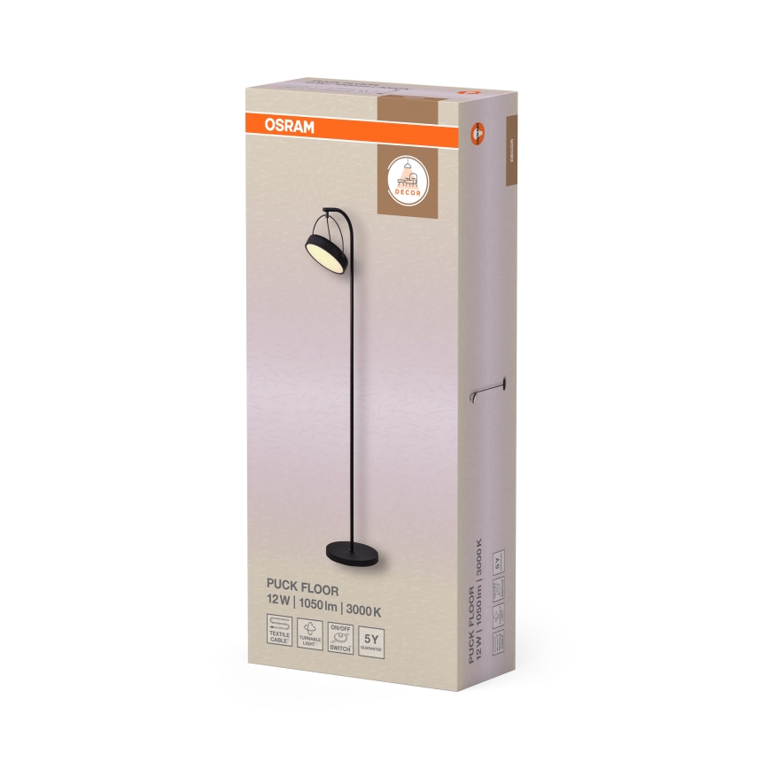 Osram - LED Stojací lampa DECOR PUCK LED/12W/230V CRI 90 černá