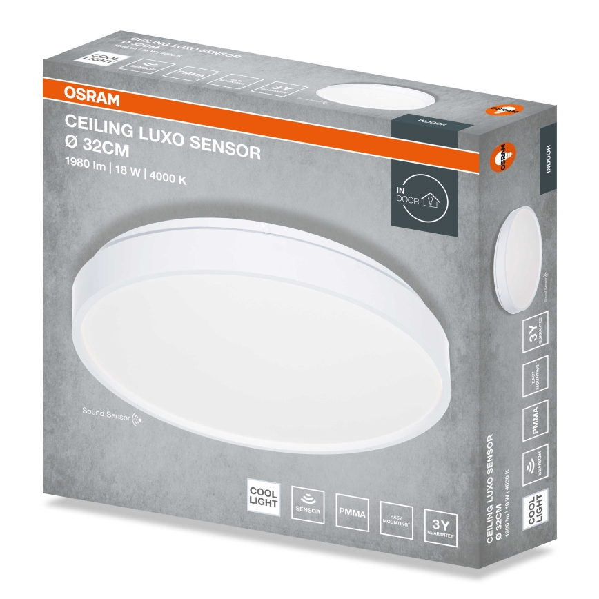 Osram - LED Stropní svítidlo se senzorem soumraku CEILING LUXO LED/18W/230V pr. 32 cm bílá