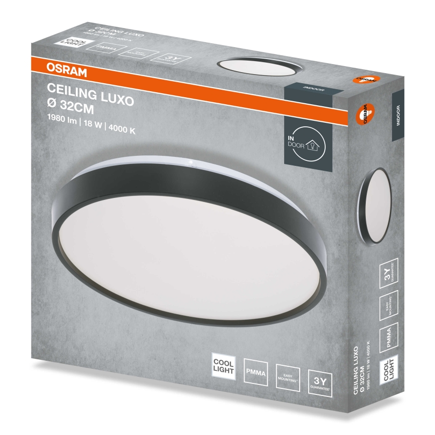 Osram - LED Stropní svítidlo CEILING LUXO LED/18W/230V pr. 32 cm černá