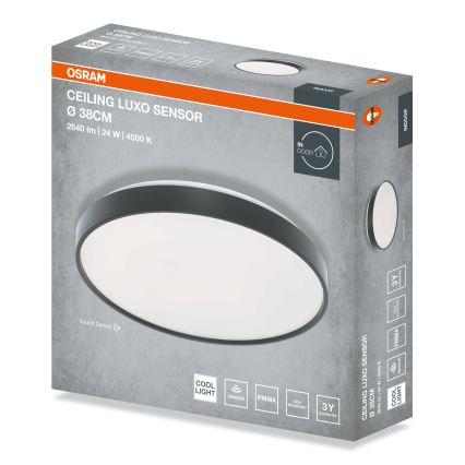 Osram - LED Stropní svítidlo se senzorem soumraku CEILING LUXO LED/24W/230V pr. 38 cm černá