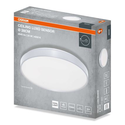 Osram - LED Stropní svítidlo se senzorem soumraku CEILING LUXO LED/24W/230V pr. 38 cm stříbrná