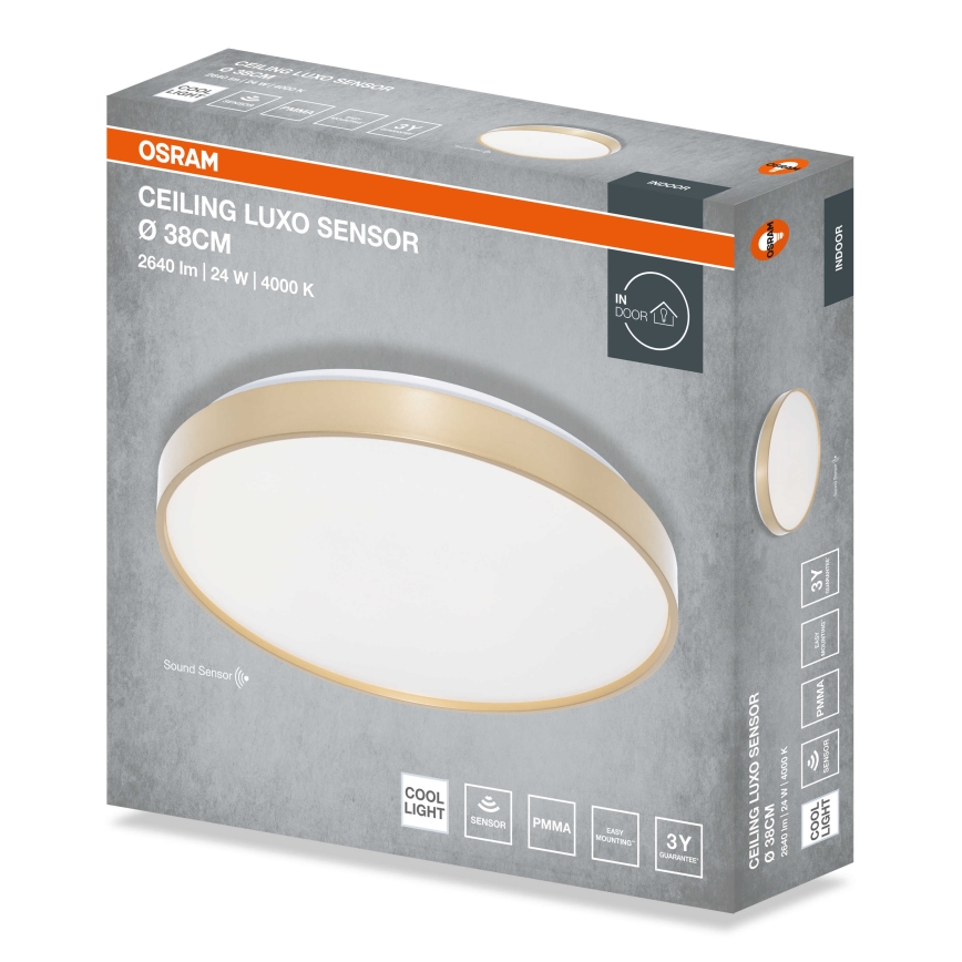 Osram - LED Stropní svítidlo se senzorem soumraku CEILING LUXO LED/24W/230V pr. 38 cm zlatá