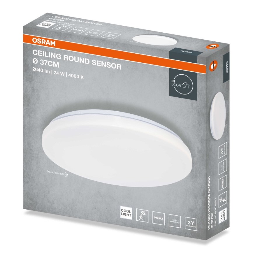 Osram - LED Stropní svítidlo se senzorem soumraku CEILING ROUND LED/24W/230V 4000K pr. 37 cm bílá