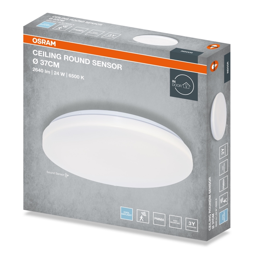 Osram - LED Koupelnové stropní svítidlo se senzorem soumraku CEILING ROUND LED/24W/230V 6500K pr. 37 cm bílá