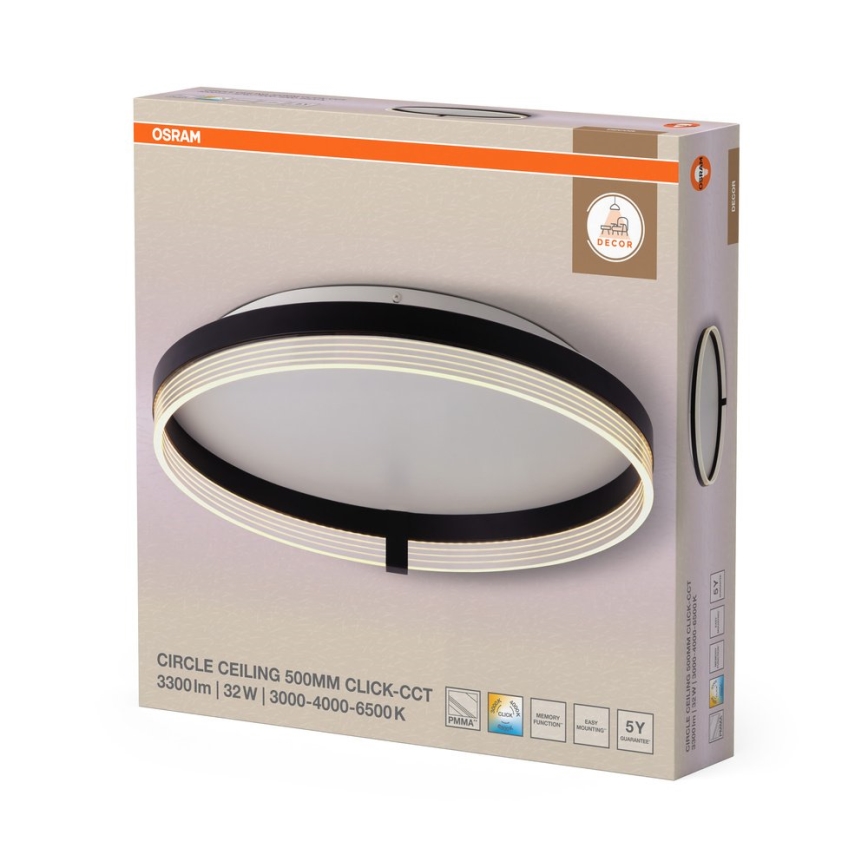 Osram - LED Stropní svítidlo DECOR CIRCLE LED/32W/230V 3000/4000/6500K pr. 50 cm černá/bílá