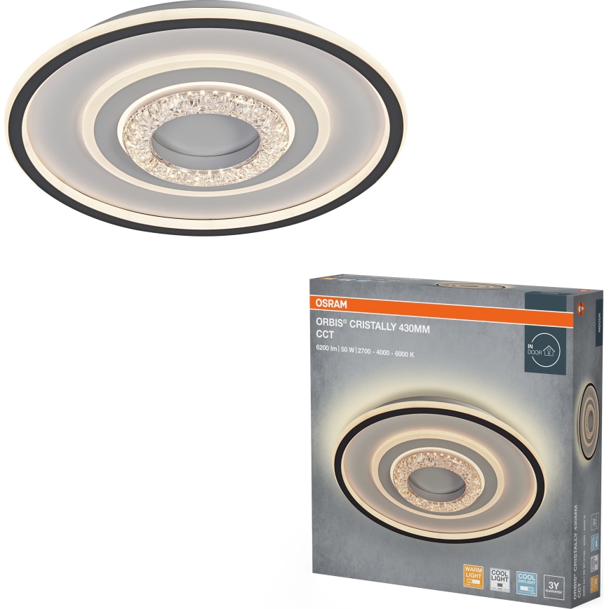 Osram - LED Stropní svítidlo ORBIS CRISTALLY LED/50W/230V 2700/4000/6000K pr. 43 cm bílá/černá