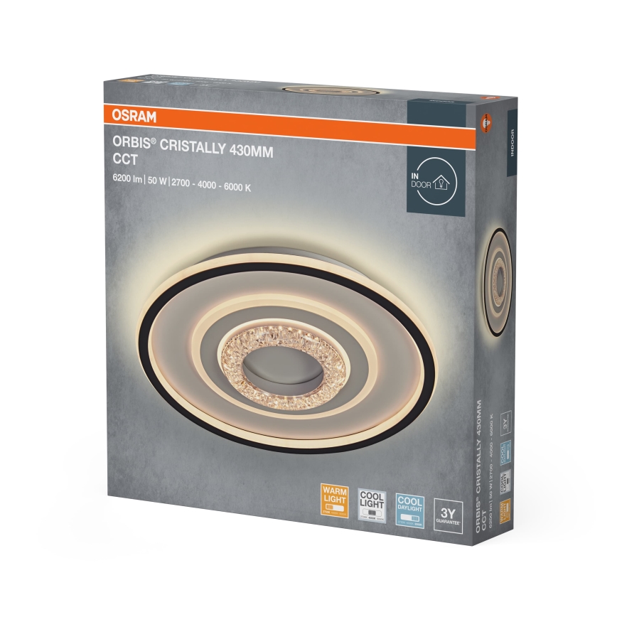 Osram - LED Stropní svítidlo ORBIS CRISTALLY LED/50W/230V 2700/4000/6000K pr. 43 cm bílá/černá