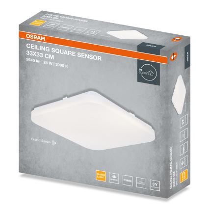Osram - LED Stropní svítidlo se senzorem soumraku SQUARE LED/24W/230V 33x33 cm