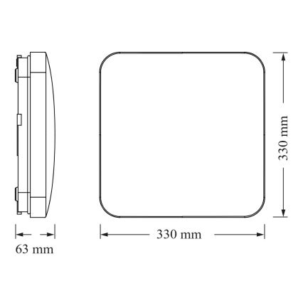 Osram - LED Stropní svítidlo se senzorem soumraku SQUARE LED/24W/230V 33x33 cm