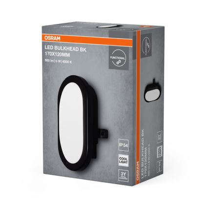 Osram - LED Venkovní nástěnné svítidlo BULKHEAD LED/6W/230V IP54 černá