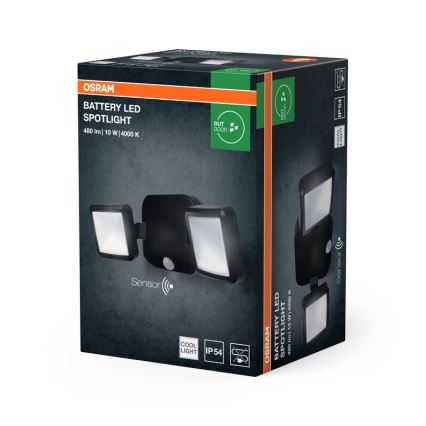 Osram - LED Venkovní nástěnný reflektor se senzorem BATTERY 2xLED/5W/4xD IP54