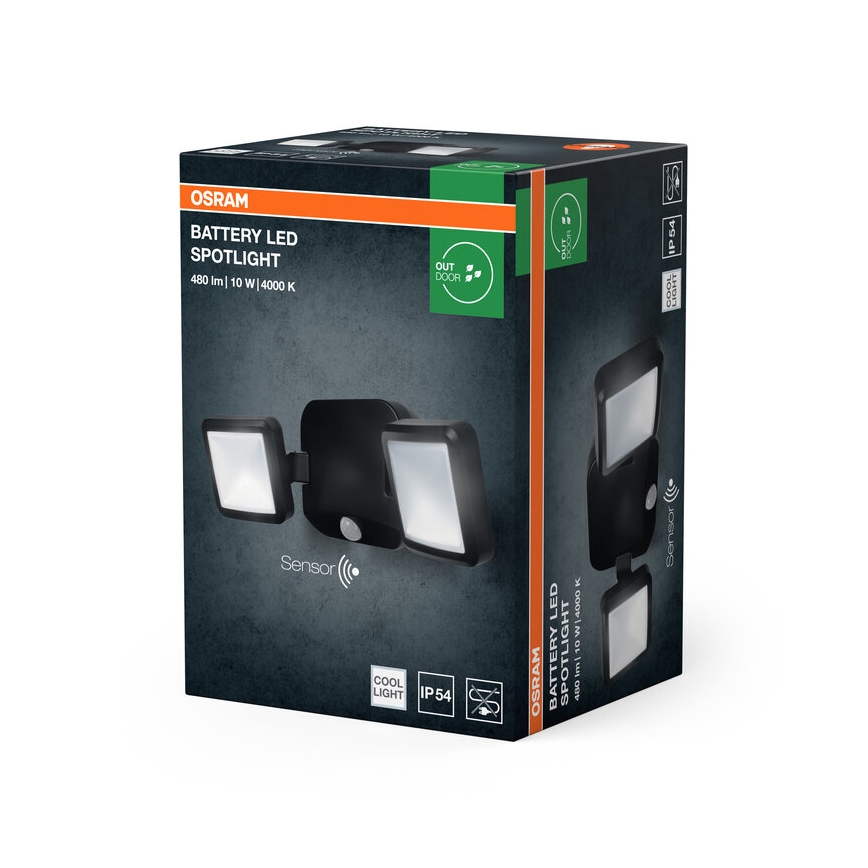 Osram - LED Venkovní nástěnný reflektor se senzorem BATTERY 2xLED/5W/4xD IP54