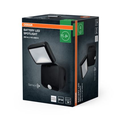 Osram - LED Venkovní nástěnný reflektor se senzorem BATTERY LED/4W/4xD IP54