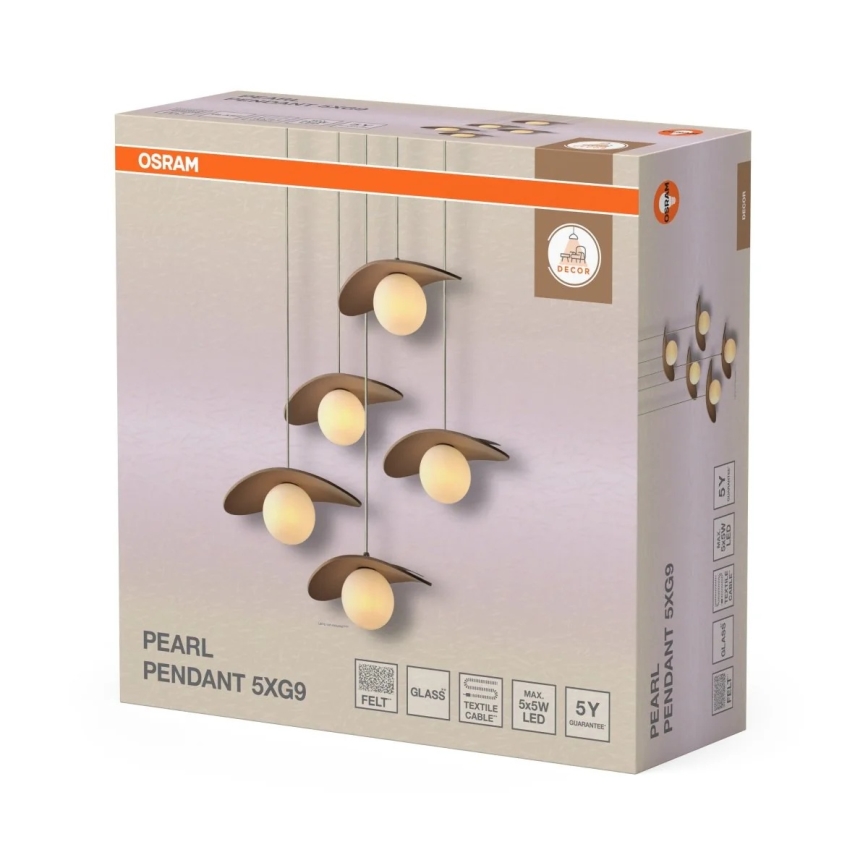 Osram - Lustr na lanku DECOR PEARL 5xG9/5W/230V béžová