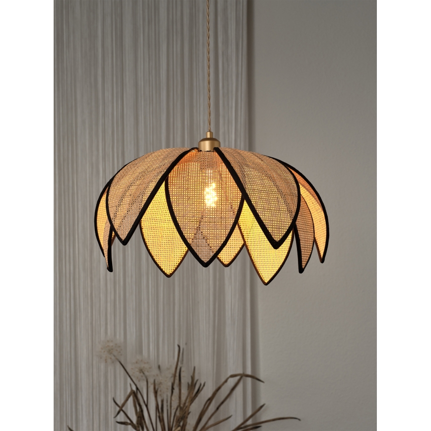 Osram - Lustr na lanku DECOR RATTAN 1xE27/15W/230V pr. 48 cm béžová/černá
