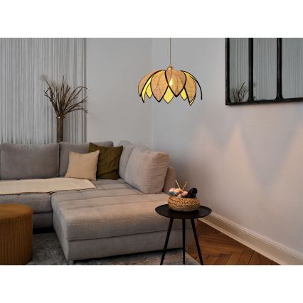Osram - Lustr na lanku DECOR RATTAN 1xE27/15W/230V pr. 48 cm béžová/černá