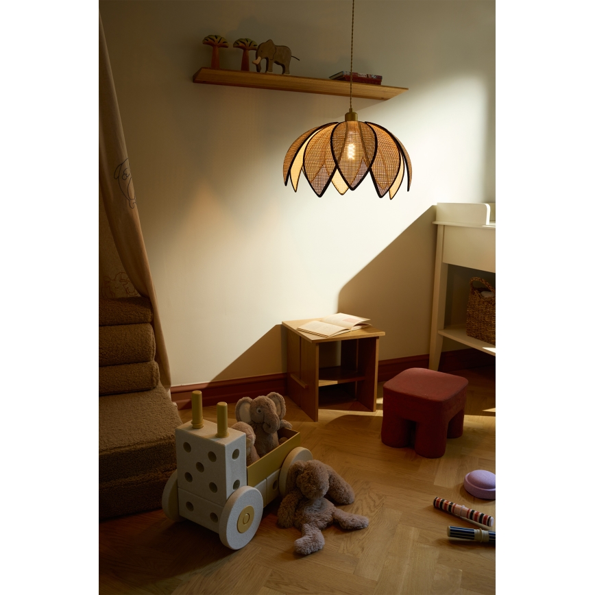 Osram - Lustr na lanku DECOR RATTAN 1xE27/15W/230V pr. 48 cm béžová/černá