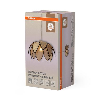 Osram - Lustr na lanku DECOR RATTAN 1xE27/15W/230V pr. 48 cm béžová/černá