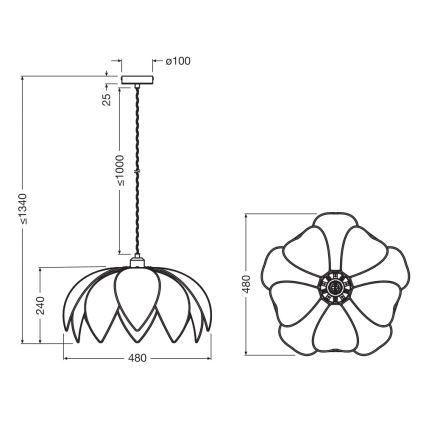 Osram - Lustr na lanku DECOR RATTAN 1xE27/15W/230V pr. 48 cm béžová/černá