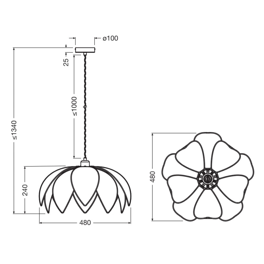 Osram - Lustr na lanku DECOR RATTAN 1xE27/15W/230V pr. 48 cm béžová/černá