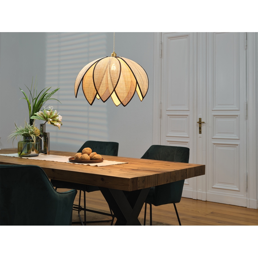 Osram - Lustr na lanku DECOR RATTAN 1xE27/15W/230V pr. 67 cm béžová/černá