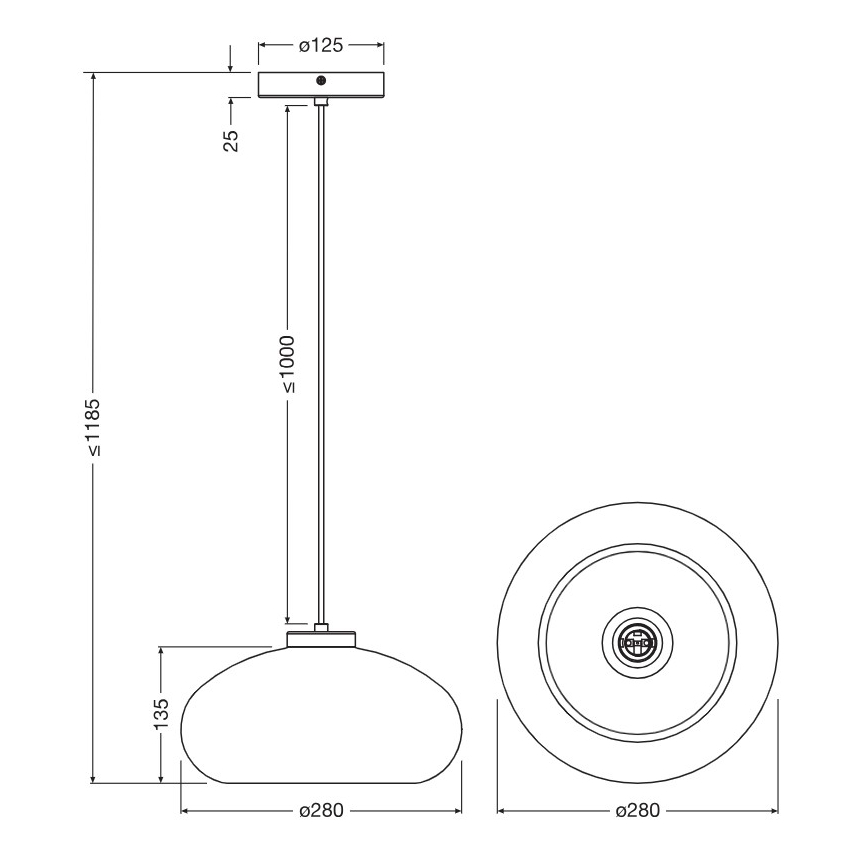 Osram - Lustr na lanku DECOR SMOKE 1xE27/12W/230V pr. 28 cm černá/kouřová šedá