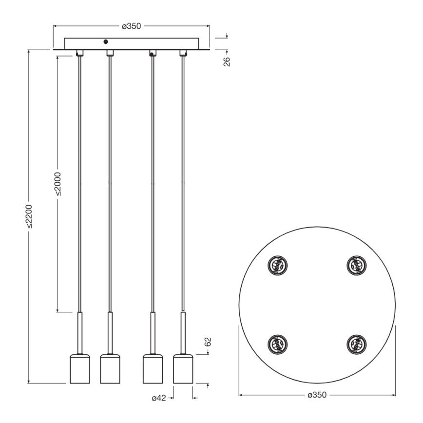 Osram - Napájecí kabel NEEDLE PENDANT 4xE27/25W/230V béžová