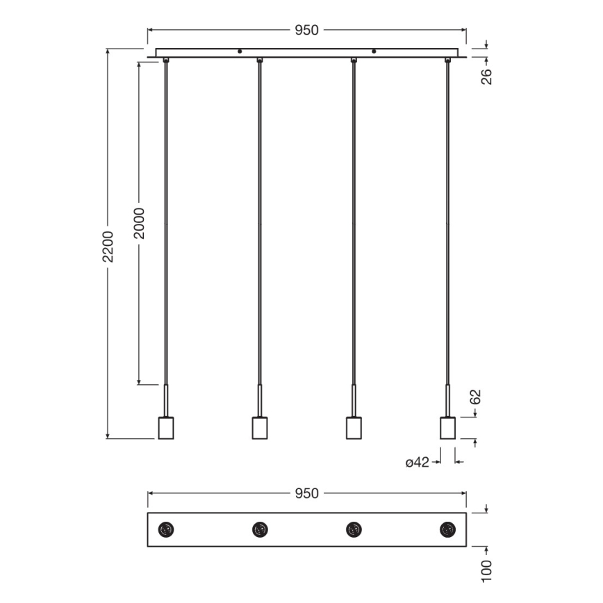 Osram - Napájecí kabel NEEDLE PENDANT 4xE27/25W/230V béžová