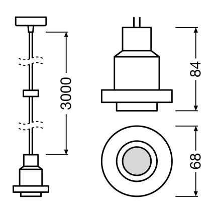 Osram - Napájecí kabel PENDULUM 1xE27/40W/230V černá