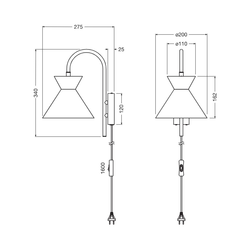 Osram - Nástěnná lampa DECOR WAIST 1xE27/40W/230V černá