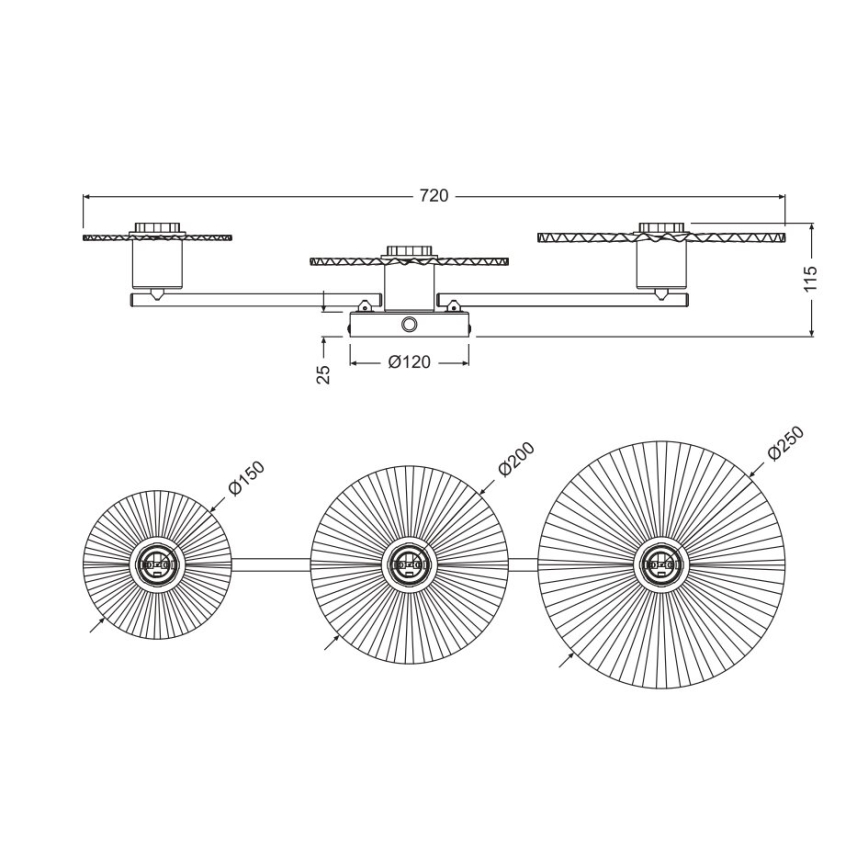 Osram - Nástěnné svítidlo PLISSEE 3xE27/15W/230V antracit