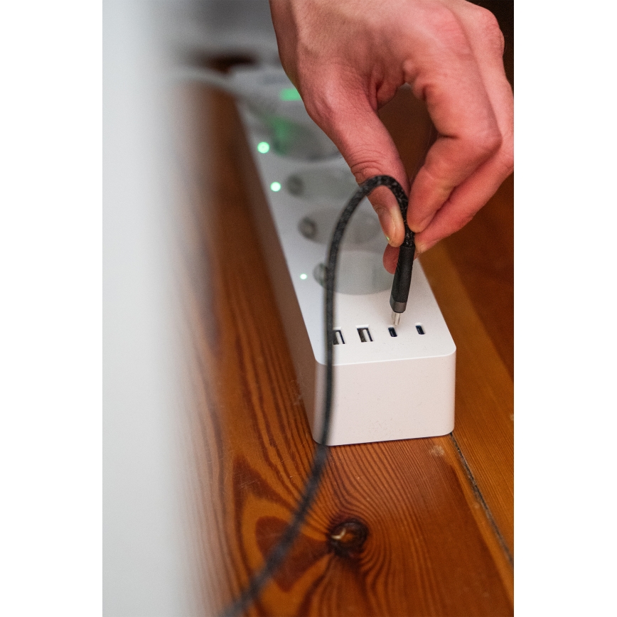 Osram - Prodlužovací kabel SMART+ 4Z typ F + 2xUSB-A + 2xUSB-C Wi-Fi