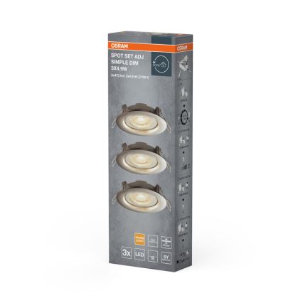 Osram - SADA 3x LED Stmívatelné podhledové svítidlo LED/4,9W/230V