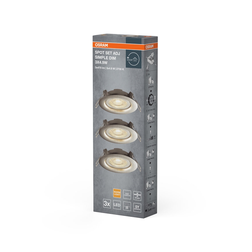 Osram - SADA 3x LED Stmívatelné podhledové svítidlo LED/4,9W/230V