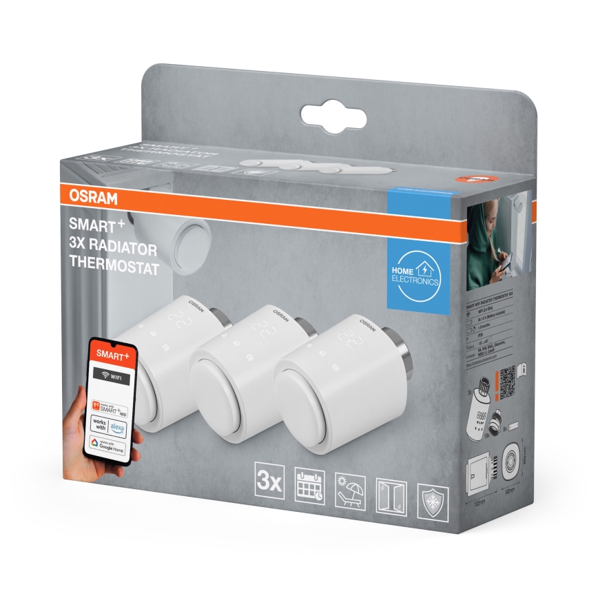 Osram - SADA 3x Termostatická hlavice SMART+ 3xAA Wi-Fi