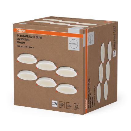 Osram - SADA 6x LED Podhledové svítidlo ESSENTIAL LED/18W/230V 4000K pr. 22 cm bílá
