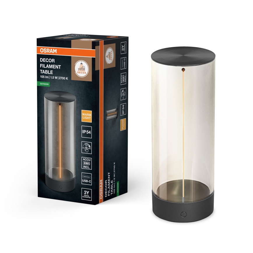 Osram - LED Stmívatelná dotyková venkovní stolní lampa ENDURA STYLE LED/1,5W/5V 2500 mAh USB IP54 antracit