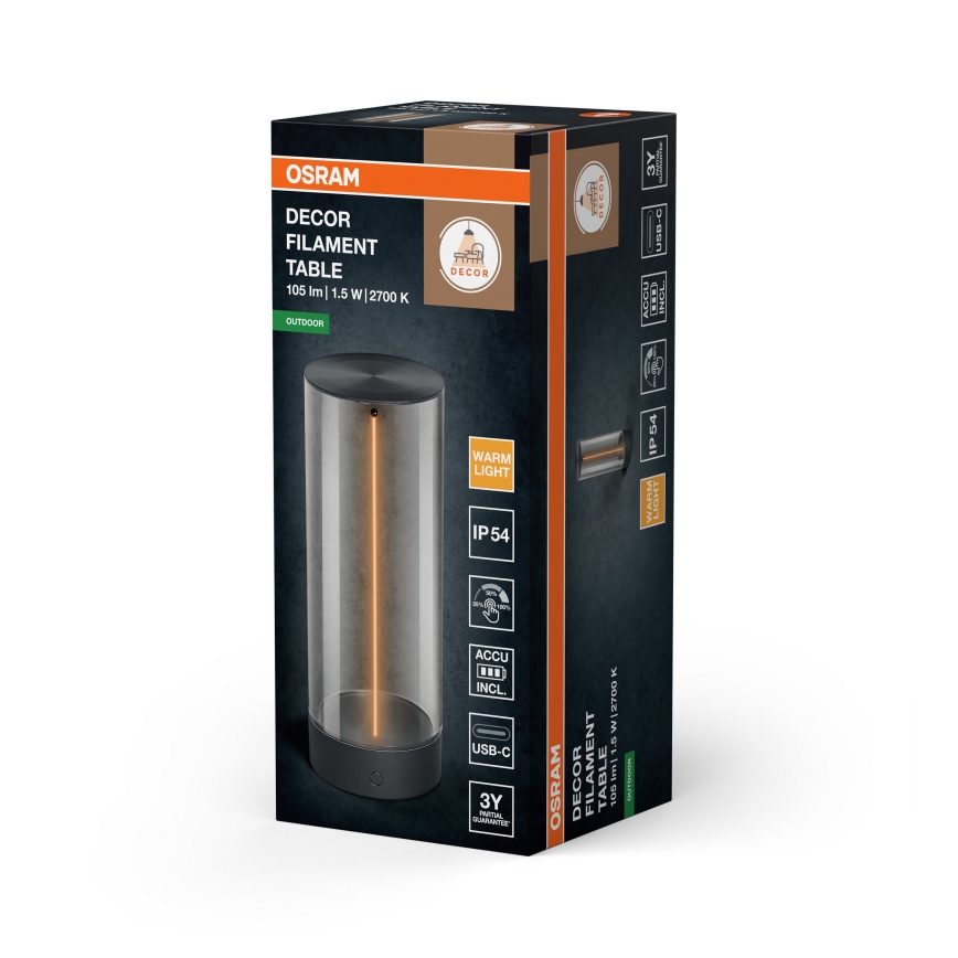 Osram - LED Stmívatelná dotyková venkovní stolní lampa ENDURA STYLE LED/1,5W/5V 2500 mAh USB IP54 antracit