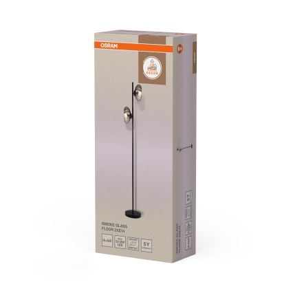 Osram - Stojací lampa DECOR SMOKE 2xE14/12W/230V černá/kouřová šedá